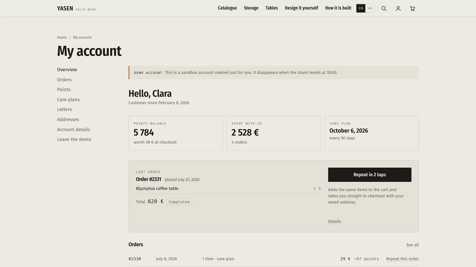 Customer Portal for WooCommerce: Repeat an Order in 2 Taps, Points, Care Plans