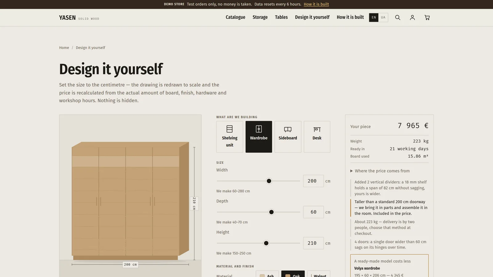Furniture Store + Live Configurator: Draw It, Price It, Order It